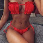 Damen Bandeau-Bikini-Set mit eleganten Rüschendetails R&B