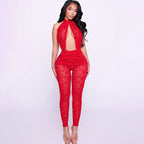 Damen Spitzenbody mit hochgeschlossenem Kragen und figurbetonendem Design R&B