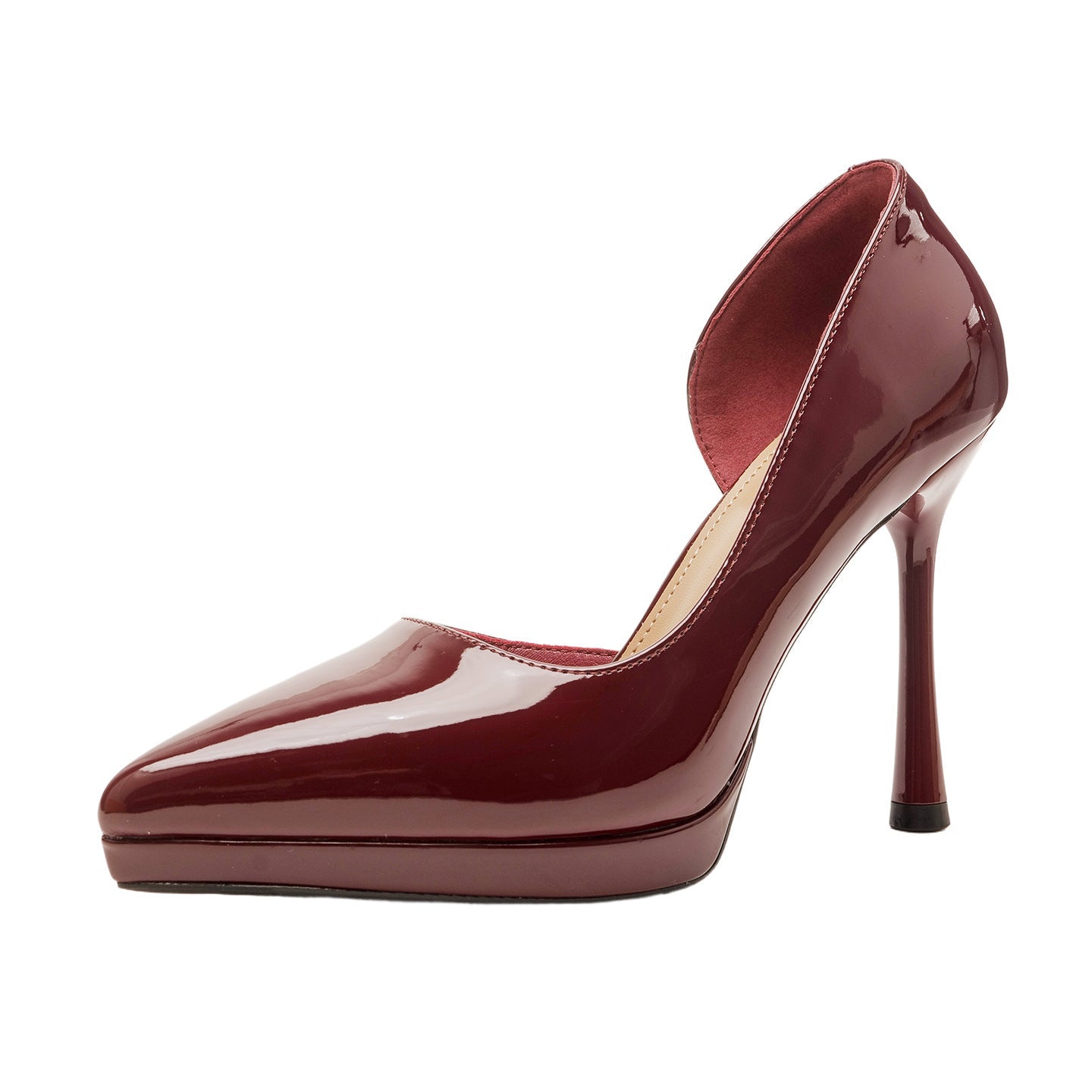 Damen elegante Stiletto-Pumps mit seitlichem Cut-Out und glänzender Oberfläche