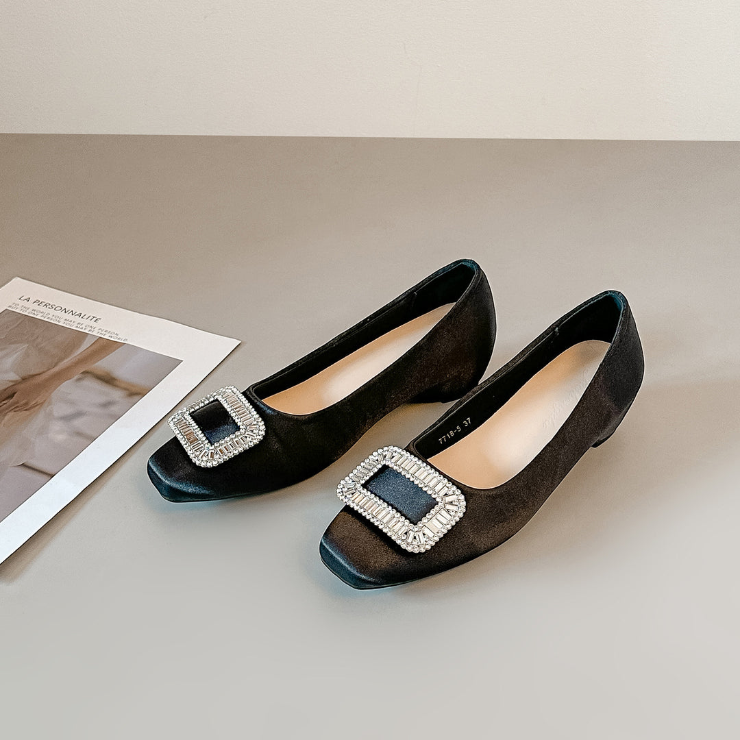 Damen Ballerina-Schuhe mit funkelnder Schnallenverzierung und weichem Obermaterial R&B