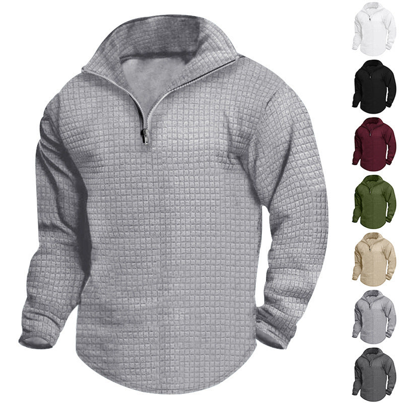 Herren nan gesteppter Thermo-Halbzip mit Waffelstruktur, gR&Bürstetem Futter und abgerundetem Saum R&B