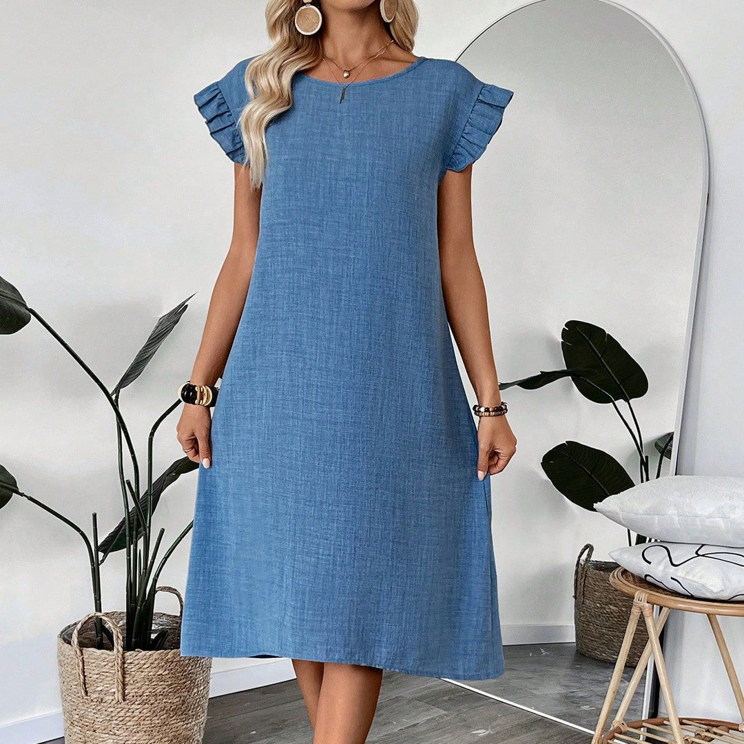 Damen lässiges Midikleid mit Rüschendetails und klassischem Schnitt R&B