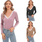 Damen Langarmshirt mit zartem Spitzenbesatz R&B