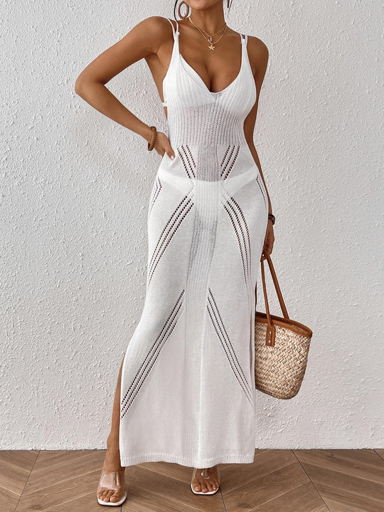 Damen Maxikleid mit raffiniertem Netzdesign R&B