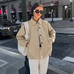 Damen modische Übergangsjacke im lässigen Oversized-Schnitt mit praktischen Taschen R&B