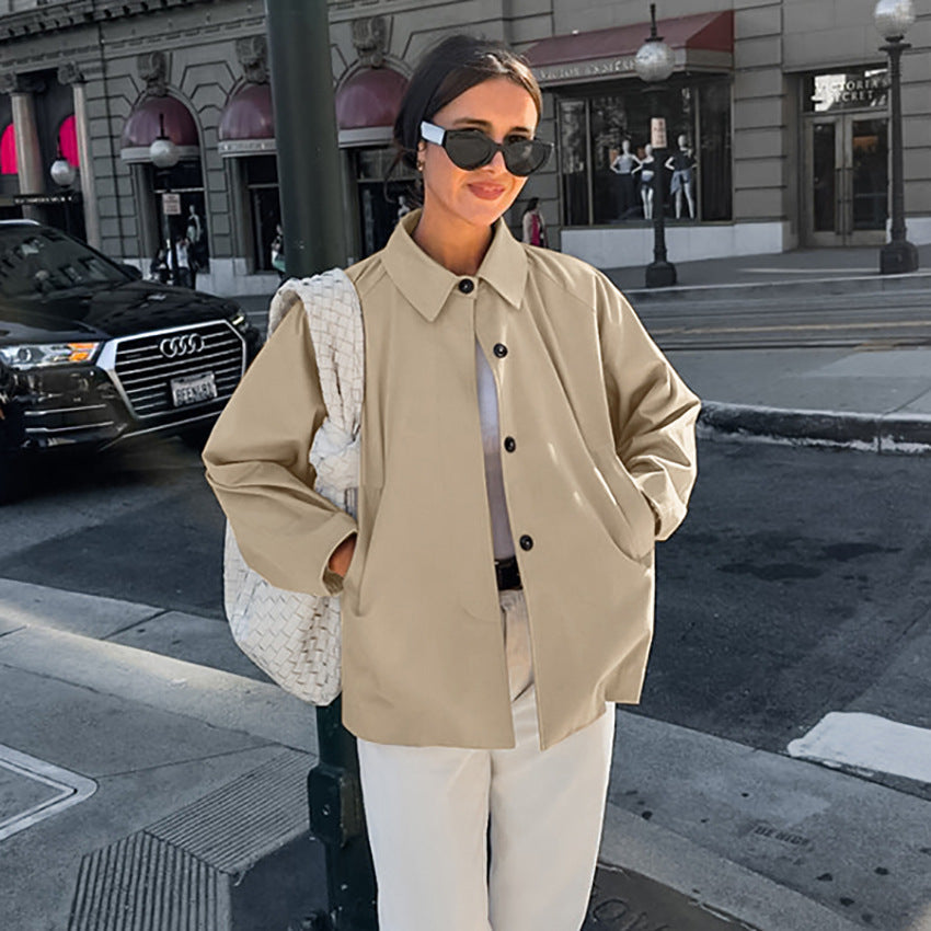 Damen modische Übergangsjacke im lässigen Oversized-Schnitt mit praktischen Taschen R&B