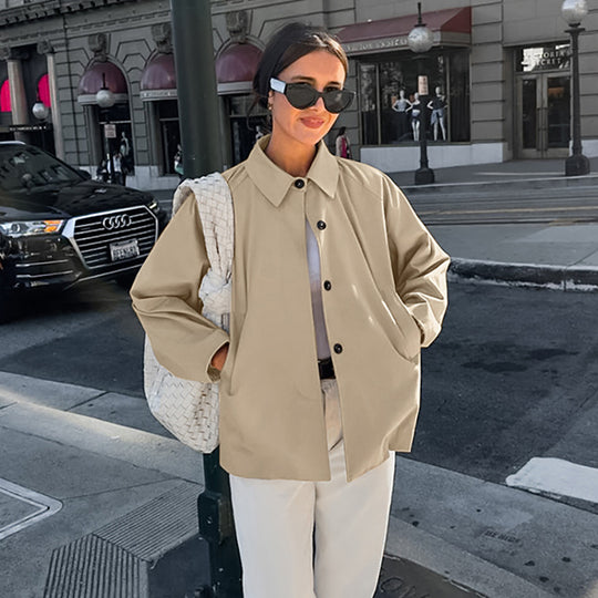Damen modische Übergangsjacke im lässigen Oversized-Schnitt mit praktischen Taschen R&B