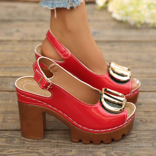 Damen Plateau-Sandalen mit Dekorativem Riemendesign und Eleganten Akzenten R&B