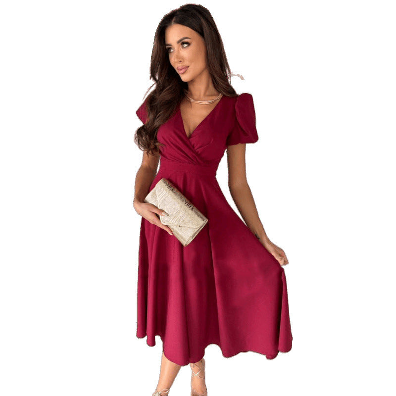 Damen Elegantes A-Linien Midi Kleid mit weichen Falten R&B