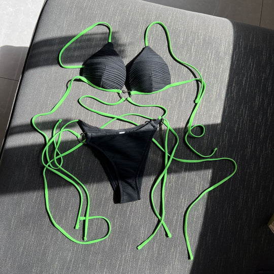 Damen Bikiniset mit gerafftem Design und Herzverschluss R&B