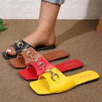 Damen modische Slipper mit trendigem Klettverschluss und glänzenden Akzenten R&B