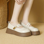 Damen komfortable Plateau-Mary Jane Schuhe mit modischen Riemchen R&B
