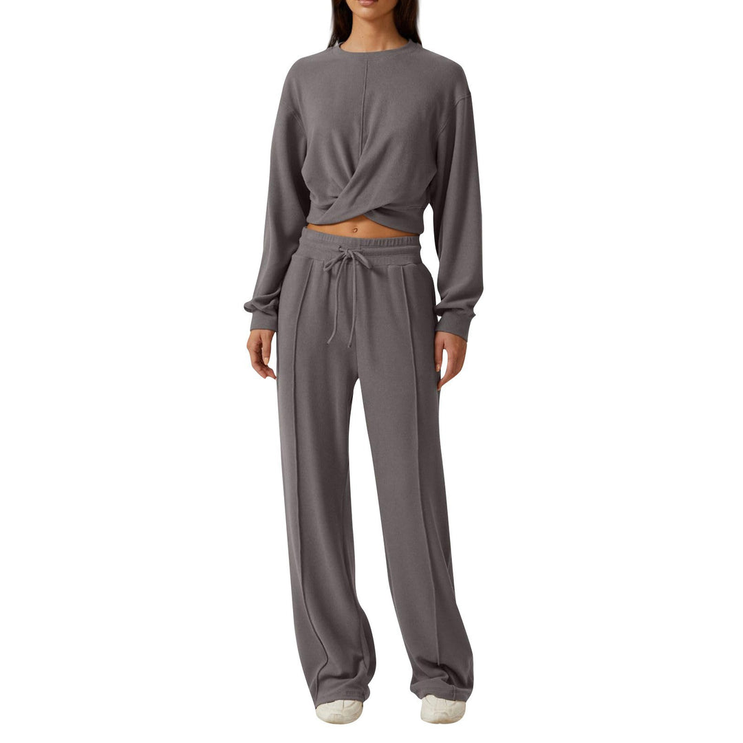 Damen gemütliches Sweatpants-Set mit modischem Crop-Oberteil R&B