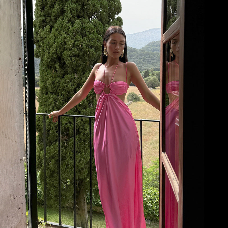 Damen Maxikleid mit verführerischem Halterneck und raffiniertem Cut-Out R&B