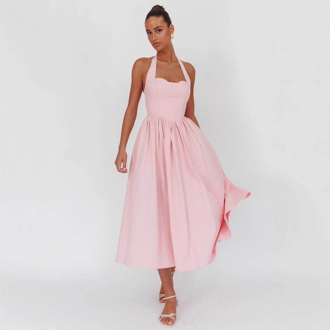 Damen Elegantem Halterneck Maxi-Kleid R&B