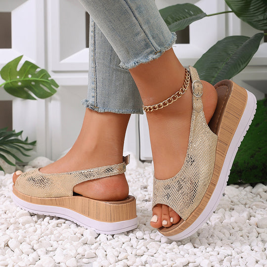 Damen Sling-Sandalen mit raffiniertem Riemen-Design und korkähnlicher Sohle R&B