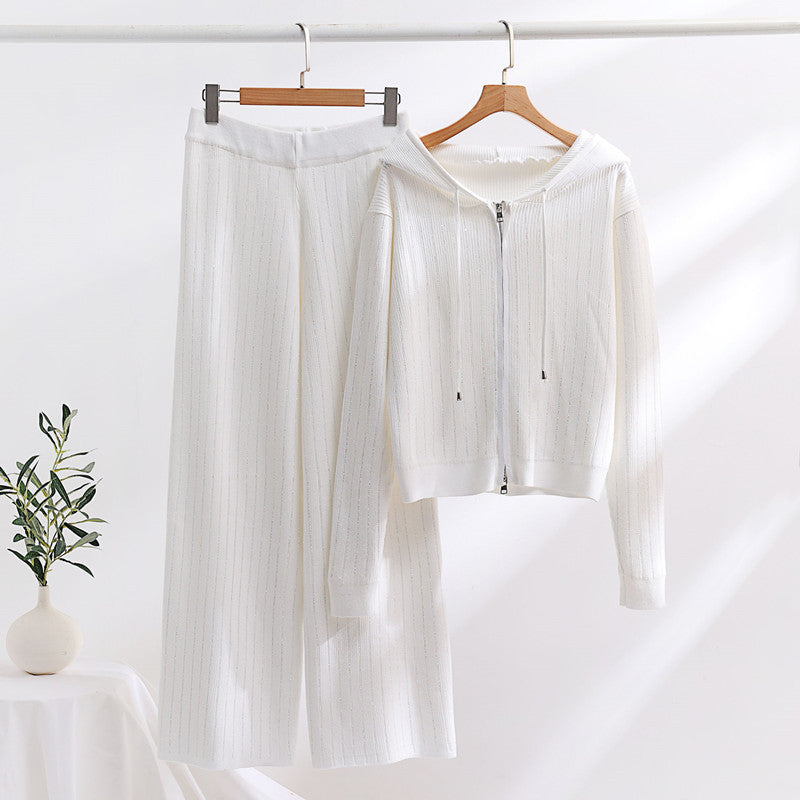 Damen modisches Loungewear-Set mit hohem Kragen und Reißverschluss R&B