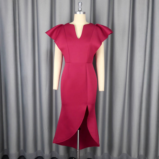 Damen figurbetontes Abendkleid mit voluminösen Rüschendetails R&B