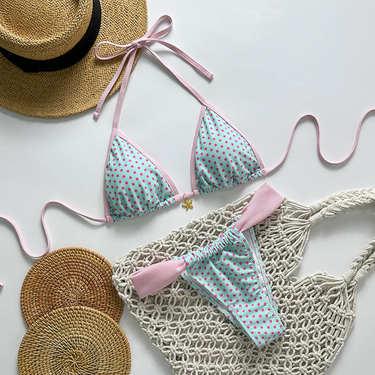 Damen Triangel-Bikini mit stilvollen Punktemuster R&B