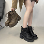 Damen Chunky Stiefel mit hohem Absatz und seitlichem Reißverschluss R&B