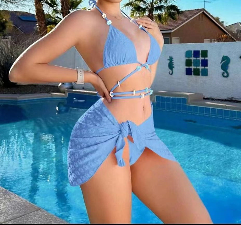 Damen Triangel-Bikini mit modischem Wickelrock R&B