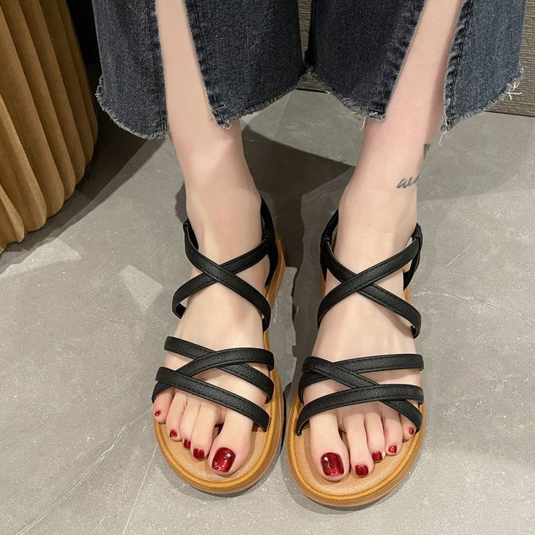 Damen bequeme Sandalen mit elastischen Riemen