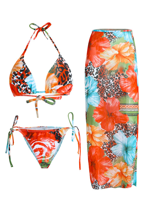 Damen Strand-Bikini-Set mit lässigem Maxi-Rock R&B