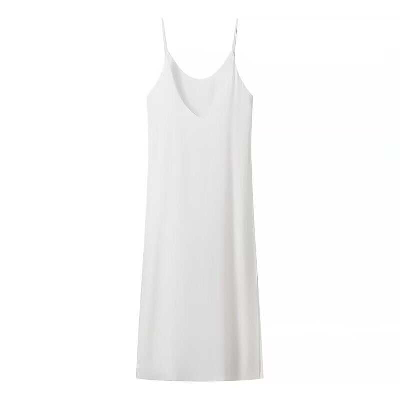 Damen Maxikleid mit seitlichem Schlitz und modernen Trägern R&B