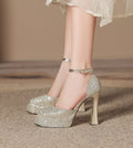 Damen Glitzernde Plateau-Pumps mit elegantem Knöchelriemen R&B