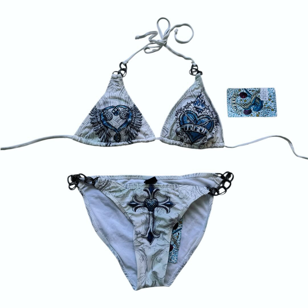 Damen Triangel-Bikini mit aufwändigem Grafikdesign und modischen Details R&B