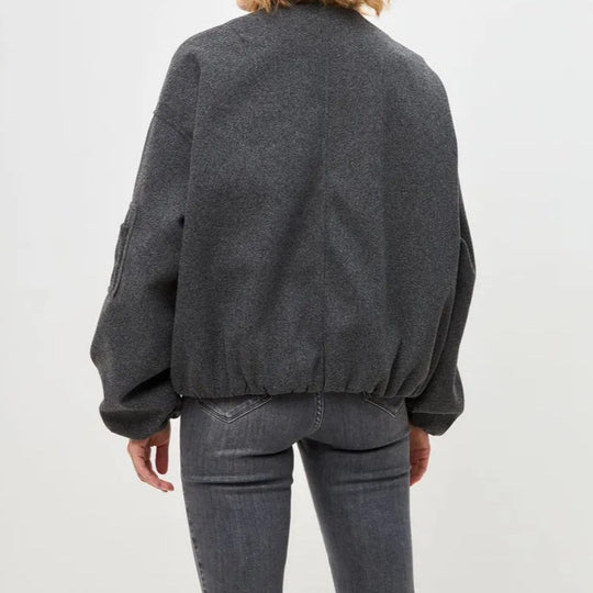Damen Modernes Oversize-Fleecejacke mit hochgeschlossenem Kragen und seitlichen Eingrifftaschen R&B