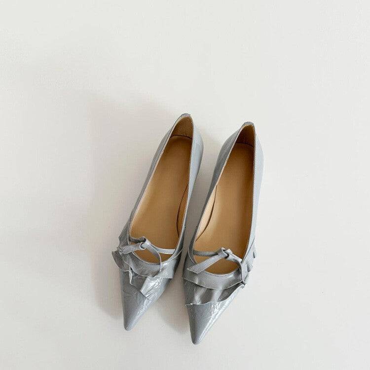 Damen Pumps mit verspieltem Rüschen-Design und schmaler Zehenpartie