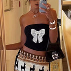 Damen Bandeau-Top mit auffälligem Statement-Aufdruck R&B