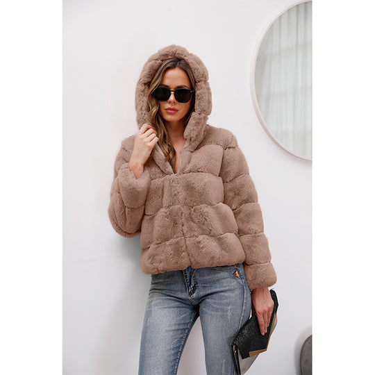 Damen weiche Fleecejacke mit Kapuze R&B