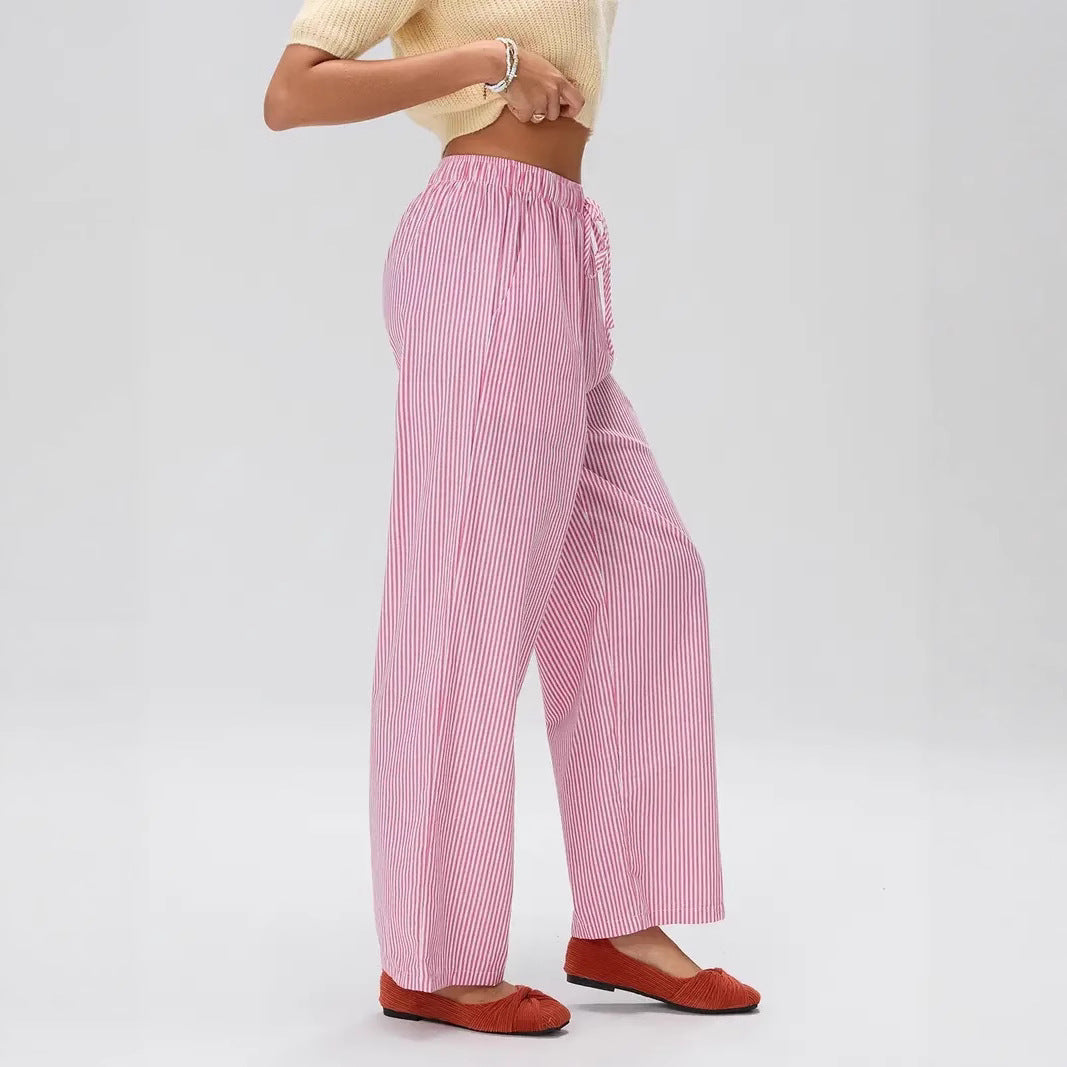 Damen Weit geschnittene Streifenhose mit elastischem Bund R&B