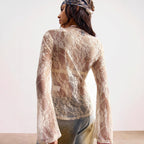 Damen nan zarte Spitzen-Cardigan mit taillierter Silhouette und Knopfleiste R&B