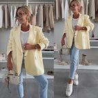 Damen Elegante Oversized Blazerjacke mit tiefem Revers und praktischen Taschen R&B