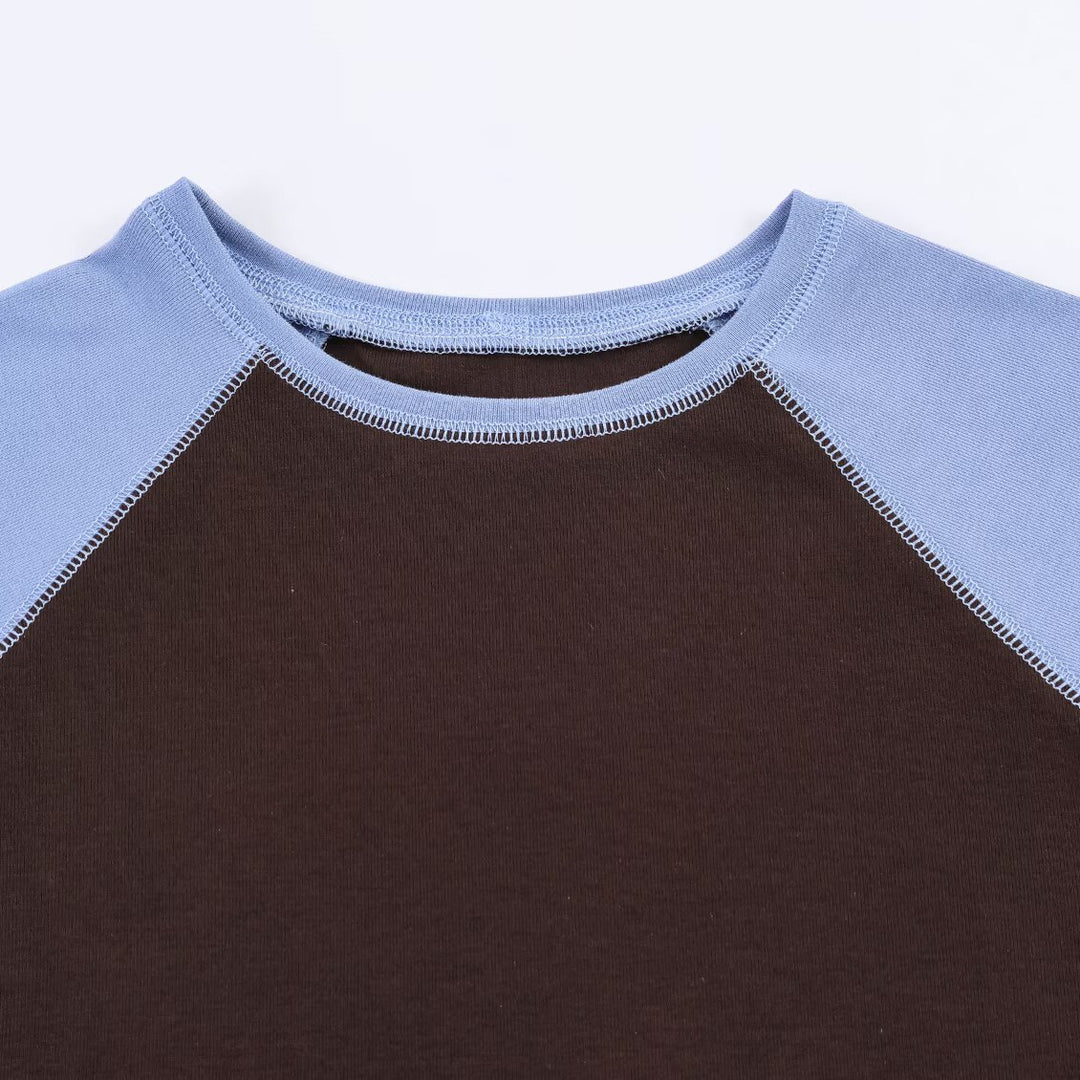 Damen Sportliches T-Shirt mit Kontrastärmeln und lässigem Schnitt R&B