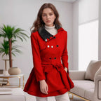 Damen modischer Trenchcoat mit weichem Kragen und schwingendem Schnitt R&B