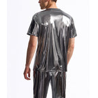 Herren Glänzendes V-Ausschnitt T-Shirt aus hochwertigen Materialien