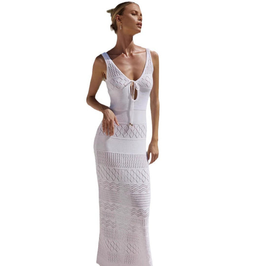 Damen Häkel-Maxi-Kleid mit schmalem Schnitt R&B