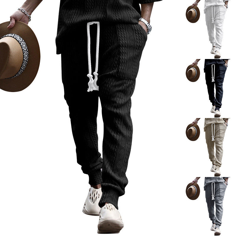 Herren gestricktes Freizeit-set mit elastischem Bund und lässigem Design R&B