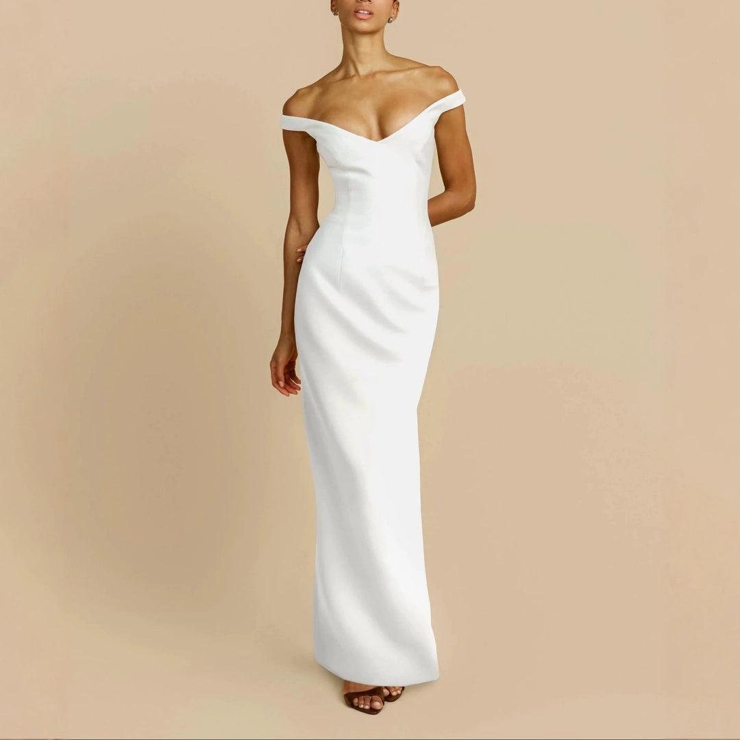 Damen Schlichtes Off-Shoulder-Maxikleid R&B