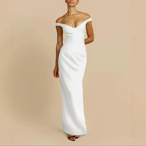 Damen Schlichtes Off-Shoulder-Maxikleid R&B