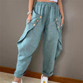Damen lässige Sommerhose mit Knopfdetails und praktischen Seitentaschen R&B
