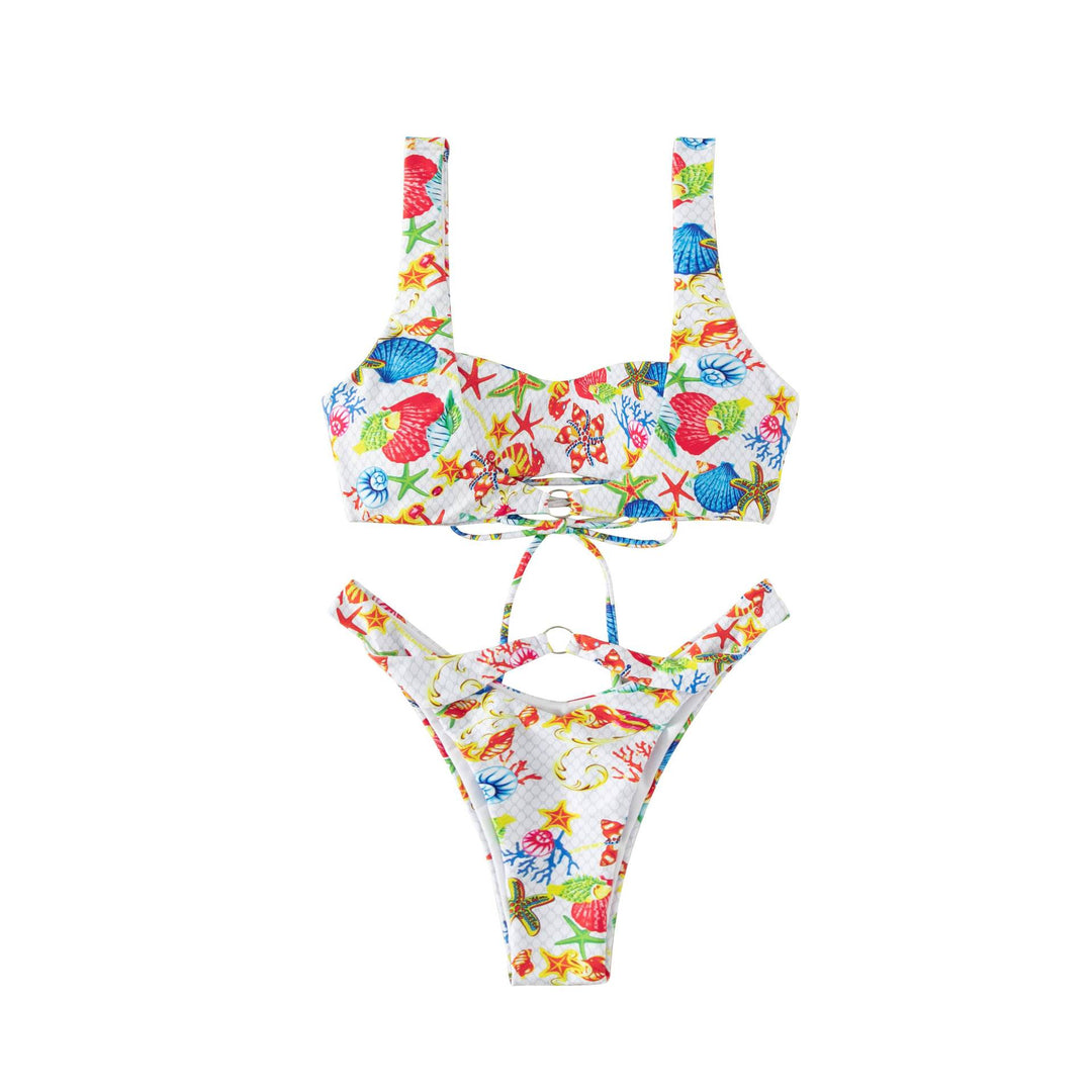 Damen Bikini mit floralem Design und verstellbaren Trägern R&B