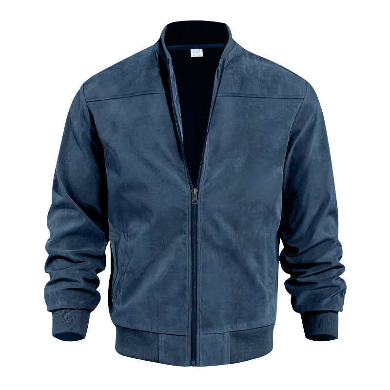 Herren hochwertige Wildlederjacke im sportlichen Bomberstil mit elastischen Bündchen R&B