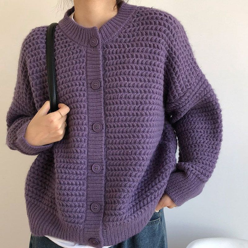 Damen Grobstrickjacke mit Knopfdetails und oversized Schnitt R&B