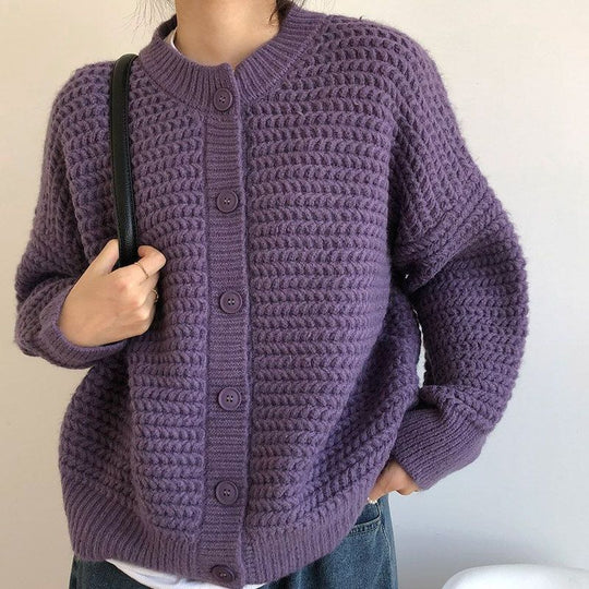 Damen Grobstrickjacke mit Knopfdetails und oversized Schnitt R&B