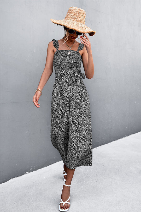 Damen Jumpsuit mit taillierten Trägern und floralem Muster R&B
